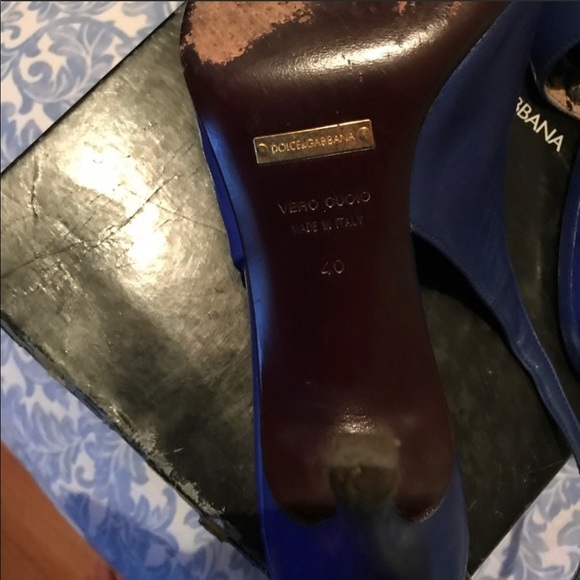 Dolce & Gabbana royal blue slingback classic heels - Picture 2 of 5